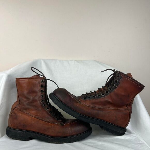 No Brand Other - Vintage Engineer Brown leather lace-up boots with a rugged, indie vibe Size 10.5